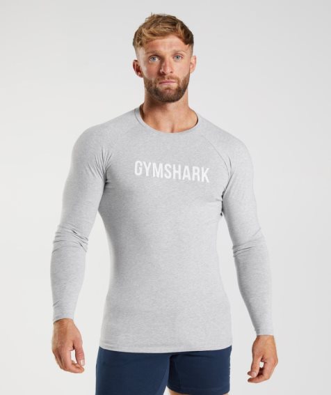 Men's Gymshark Apollo Long Sleeve T-Shirts Light Grey | NZ 6VDBKY